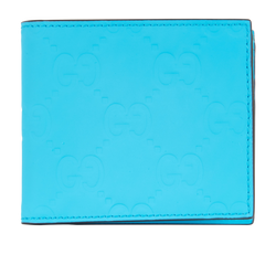 Gucci GG Rubber Effect Bifold Wallet, Leather, Neon Blue, 771307, B/DB,4*